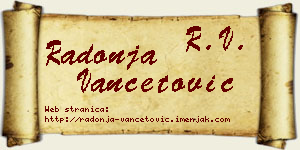 Radonja Vančetović vizit kartica